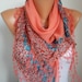 Scarf Shawl  -  Cotton Weddings Scarves -  Cowl  with  Lace Edge - Coral