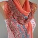 Scarf Shawl  -  Cotton Weddings Scarves -  Cowl  with  Lace Edge - Coral