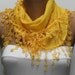 Yellow Scarf - Cotton Scarf - Cowl with Lace Edge -