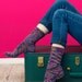 Socks knitted (Size US 8.5-9, UK 6-6.5, Europe 39-40) pink blue yellow