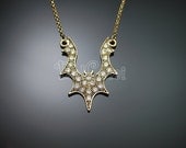 B67-Cubic Detailed Bat Necklace