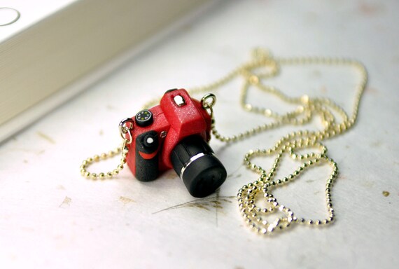 Nikon D3100 Red DSLR Camera miniature necklace