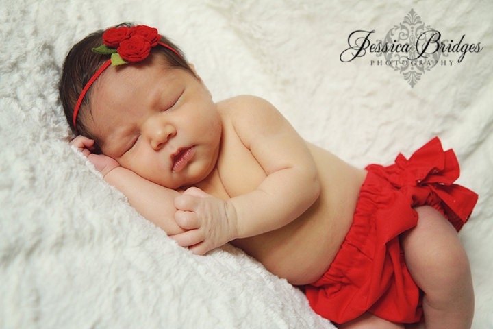 Felt Flower Headband - A Bouquet of Roses in Red  - Newborn  Baby to Adult