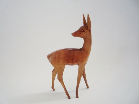 Vintage Wooden Handcarved Deer