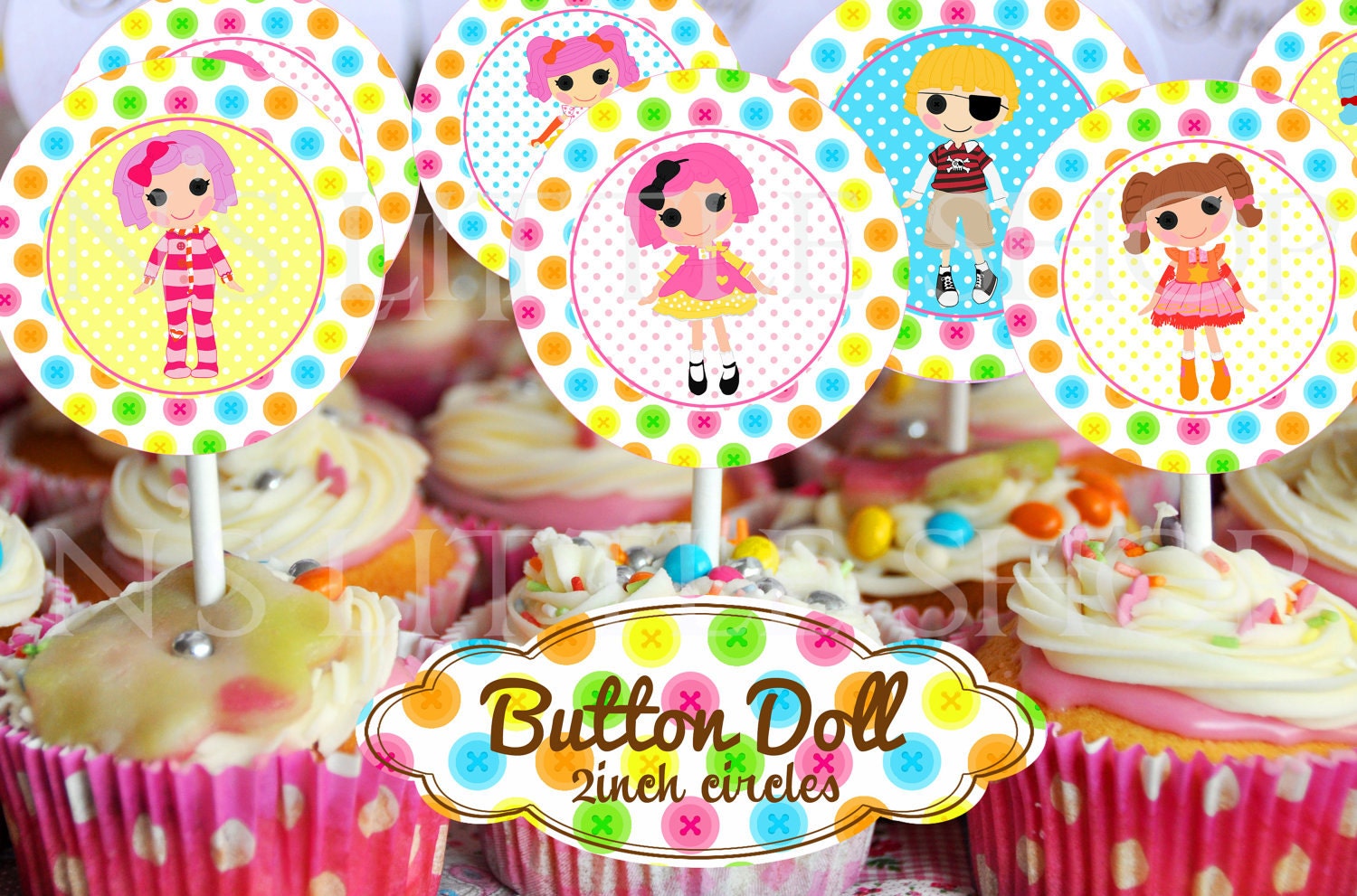 BUTTON DOLL 2inch circles, can be used as cupcake toppers, close envelops and more