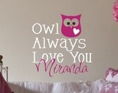 Owl Decal - Monogram Childrens Wall Decal - Vinyl Lettering Wall Art - Nursery Wall Decal - Vinyl Decal