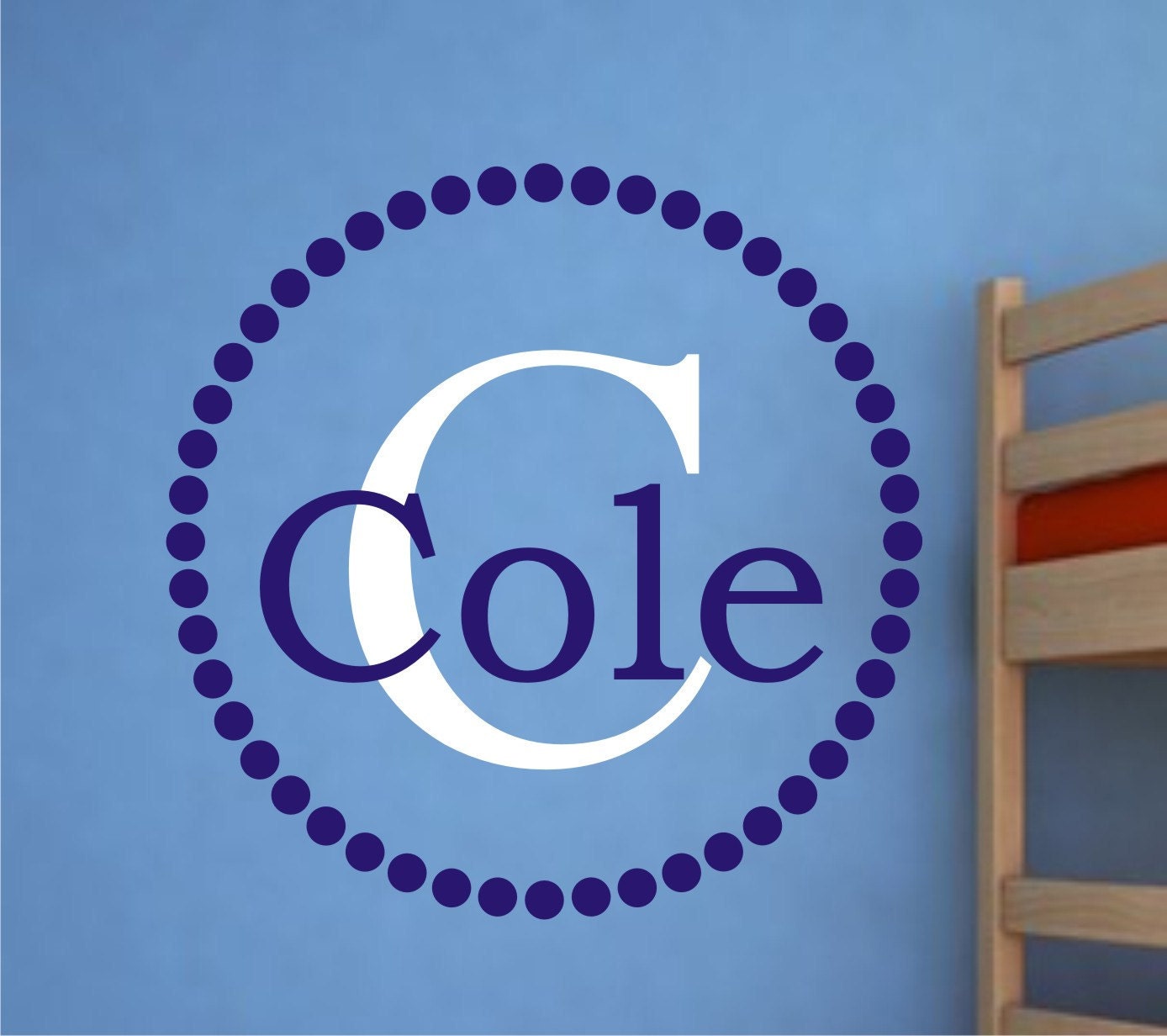 Personalized Childrens Decor Monogram Vinyl Decal - Vinyl Lettering Wall Art  for a  Boy Nursery or Bedroom