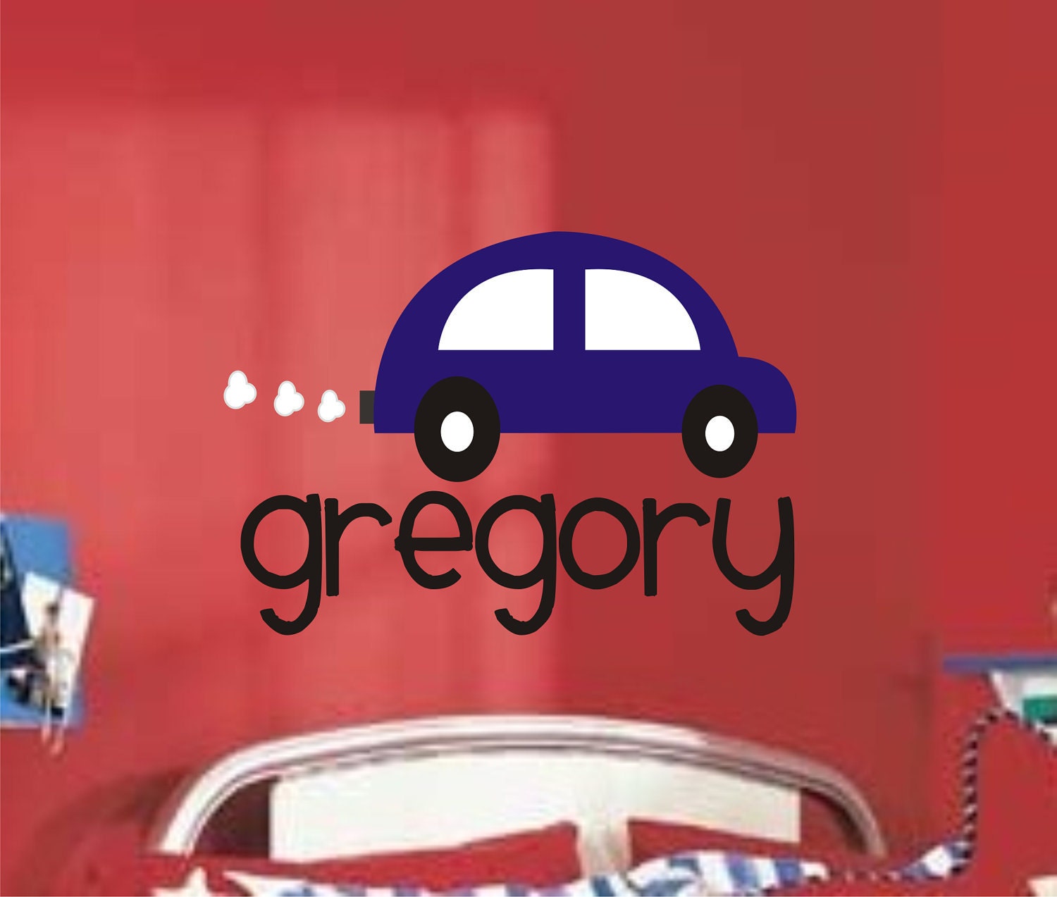Race Car Monogram Vinyl Children Wall Decal - Vinyl Lettering Wall Art- Fun for a Boys Bedroom or Nursery - Personalized Children Decor