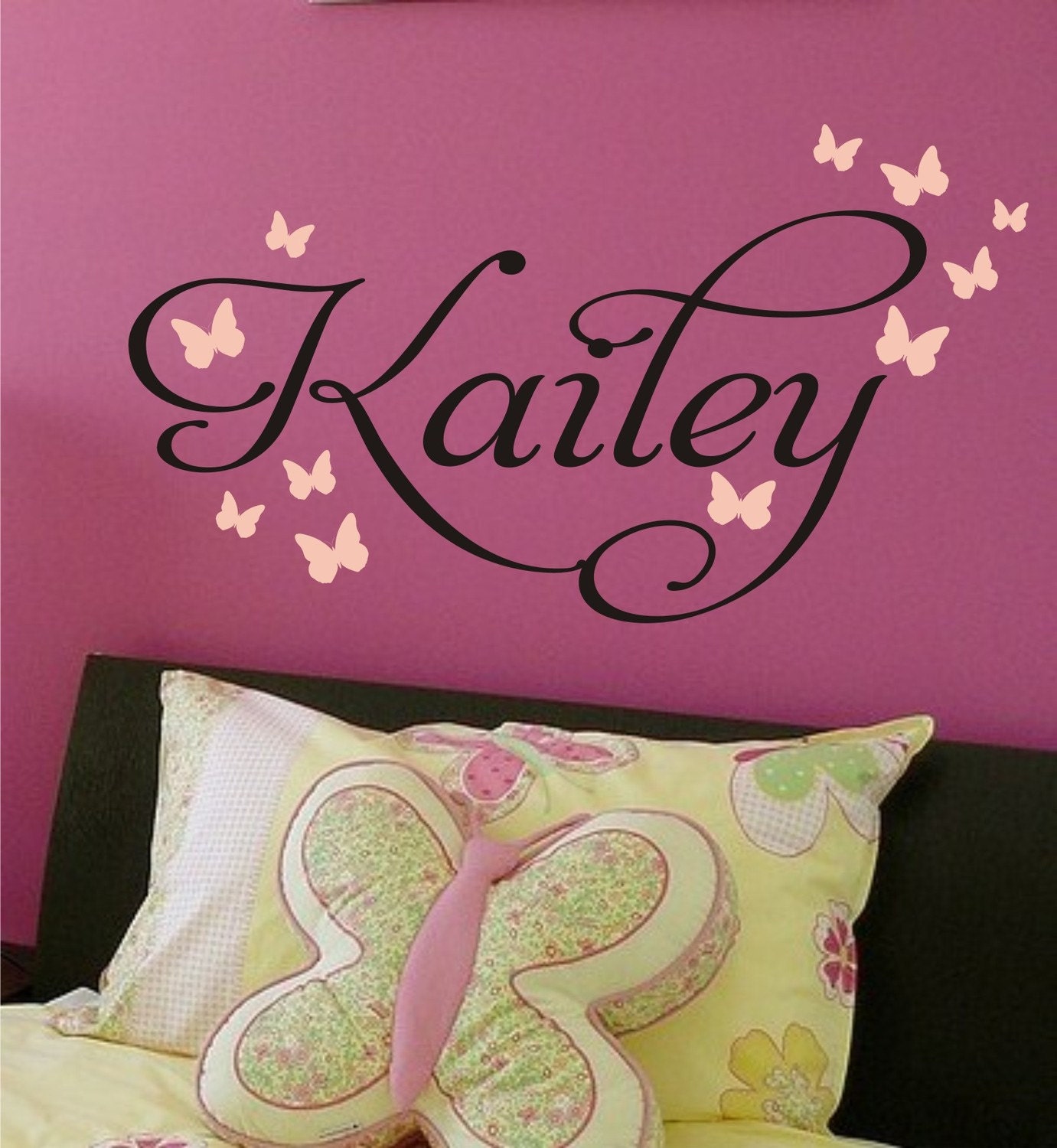 Butterfly Nursery Monogram Vinyl Decal - Vinyl Lettering great for Baby Girl, Toddler, Teen Bedroom - Vinyl Wall Art