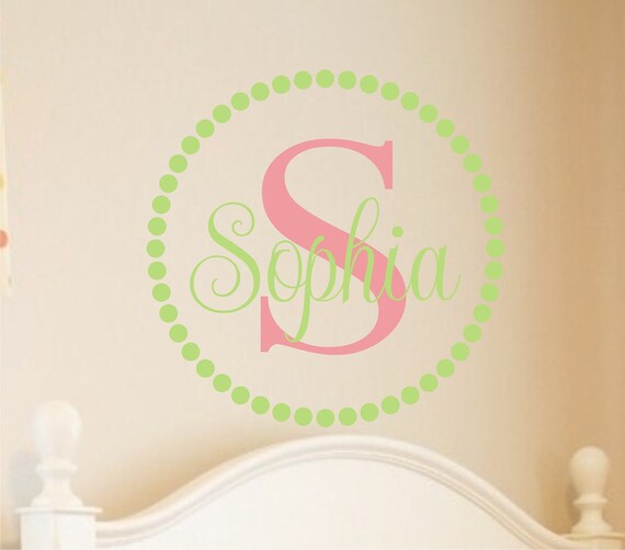 Children Wall Decal Circle Baby Name & Initial Monogram - Nursery Wall Decal -Vinyl Lettering -Vinyl Wall Art