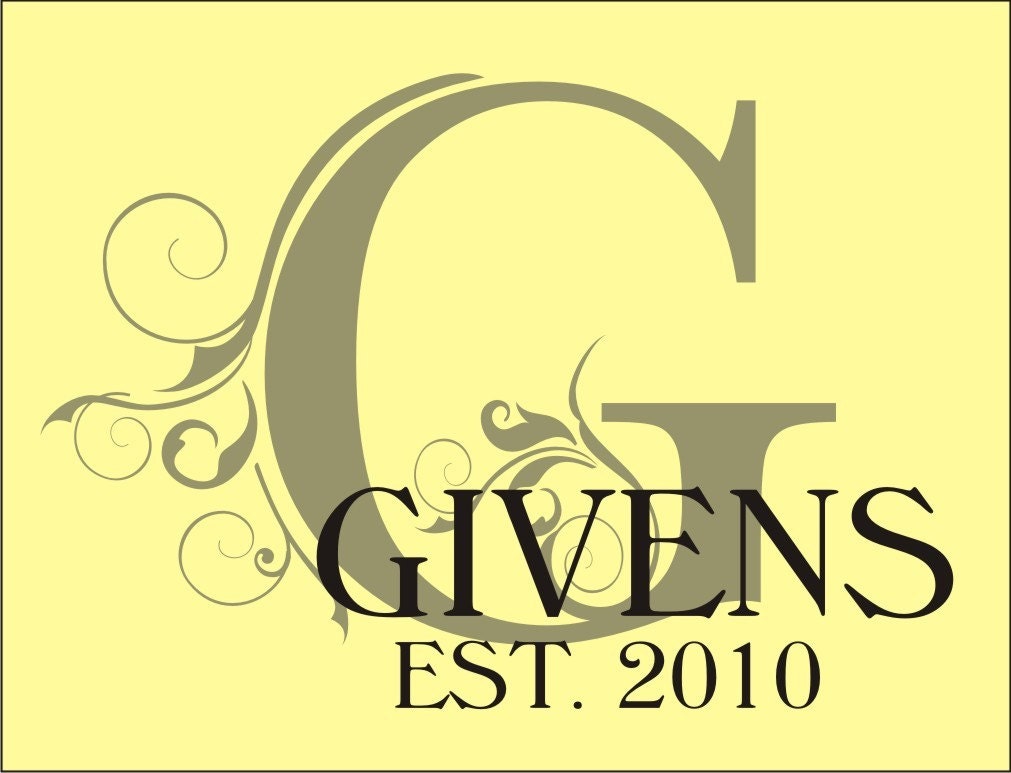 Custom Monogram Name & Initial with Established Date Vinyl Lettering -Vinyl Decal - Vinyl Wall Art