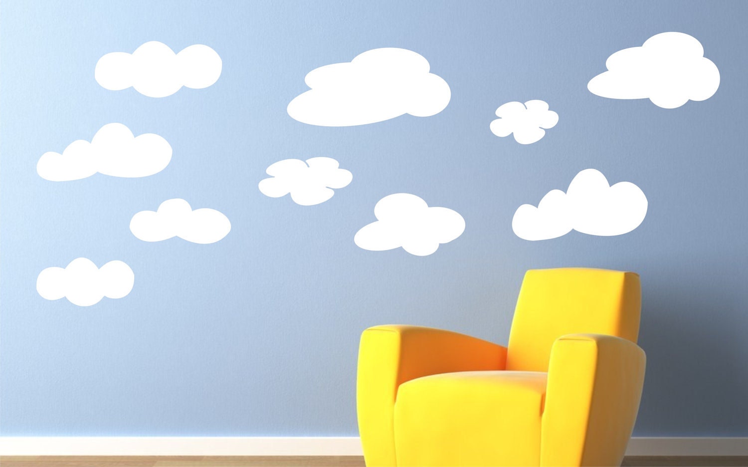 Fluffy Clouds Kids Wall Decals - Vinyl Lettering Decal Wall Art - Childrens Wall Decal
