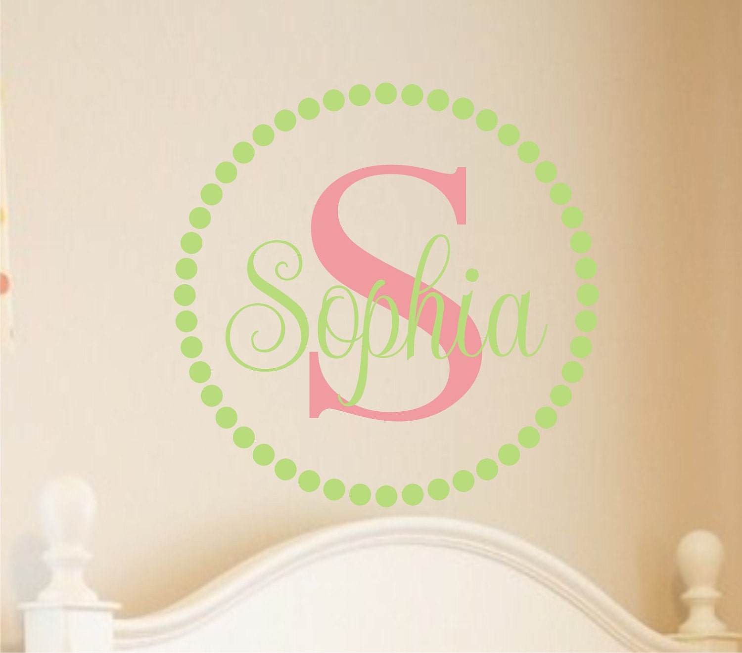 Children Wall Decal Circle Baby Name & Initial Monogram - Nursery Wall Decal -Vinyl Lettering -Vinyl Wall Art