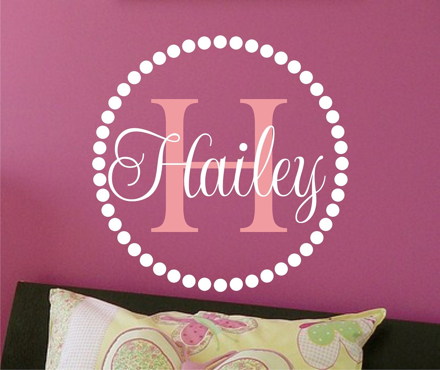 Children Wall Decal Circle Baby Name & Initial Monogram - Nursery Wall Decal -Vinyl Lettering -Vinyl Wall Art