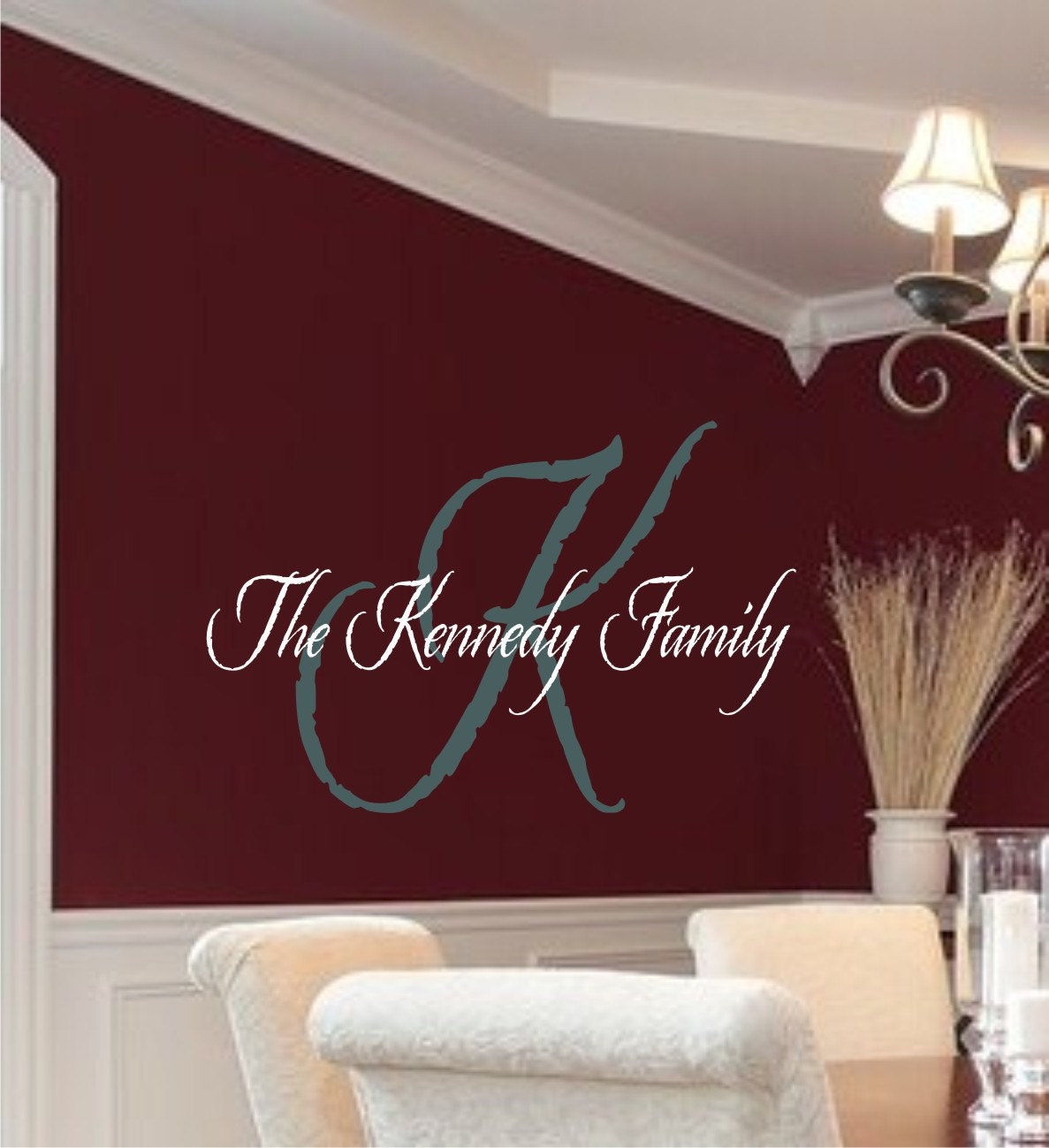 Monogram Name Vinyl Wall Decal - Vinyl Lettering - Personalized Family Vinyl Wall Art (larger size)