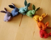 Rainbow Felted Bunnies Set Pure Wool Handmade Toy Set Great Gift for Bunny Lovers of all Ages and SAME SEX WEDDING Gift or Cake Topper