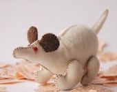 White Felted Rat Small Toy -- Pure Merino Wool Handmade Felt -- Unique Chinese Zodiac Animal