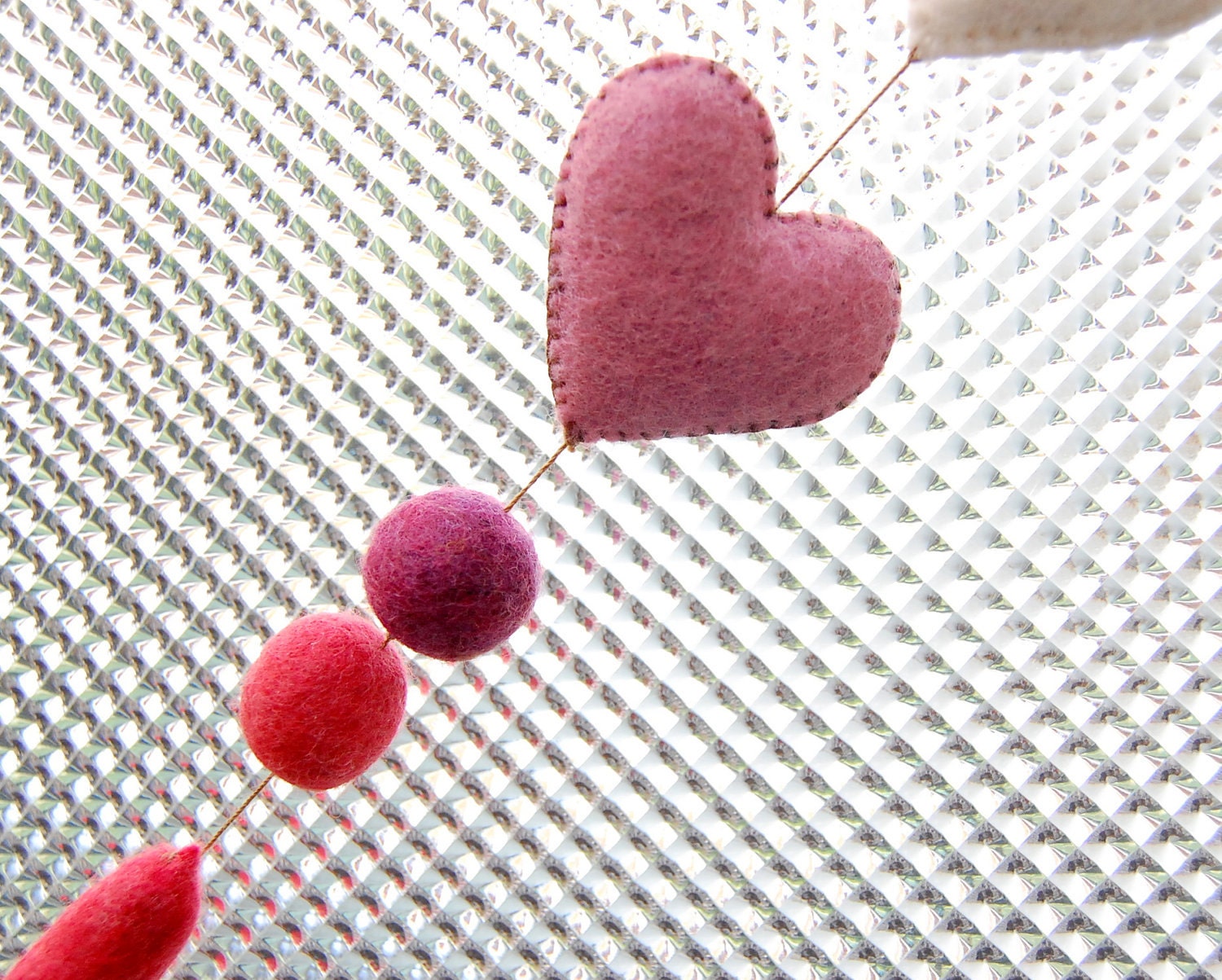 Lilac White FELT HEARTS Home Ornament Felted Beads Merino Wool Natural Materials Handmade Eco Friendly Lilac White Red Purple