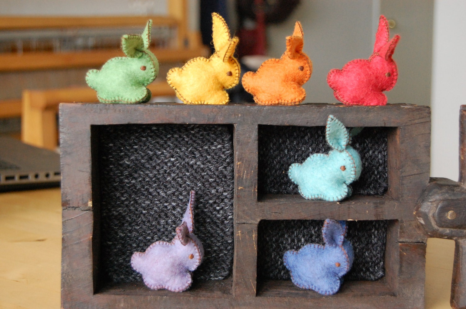 Rainbow Felted Bunnies Set Pure Wool Handmade Toy Set Great Gift for Bunny Lovers of all Ages and SAME SEX WEDDING Gift or Cake Topper