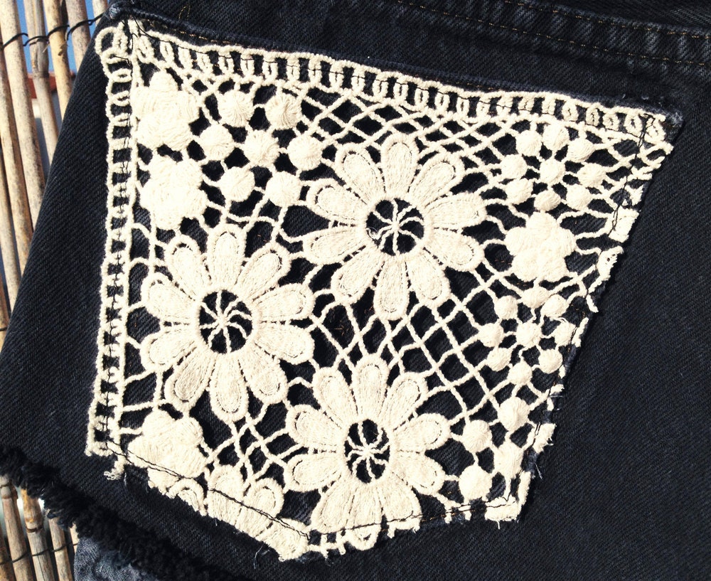 Vintage Levi's Denim High Waisted Shorts- Black - Size X-SMALL-SMALL