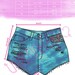 Destroyed High Waisted Shorts, Levis, Lace Pockets (Size MEDIUM- LARGE) 1040