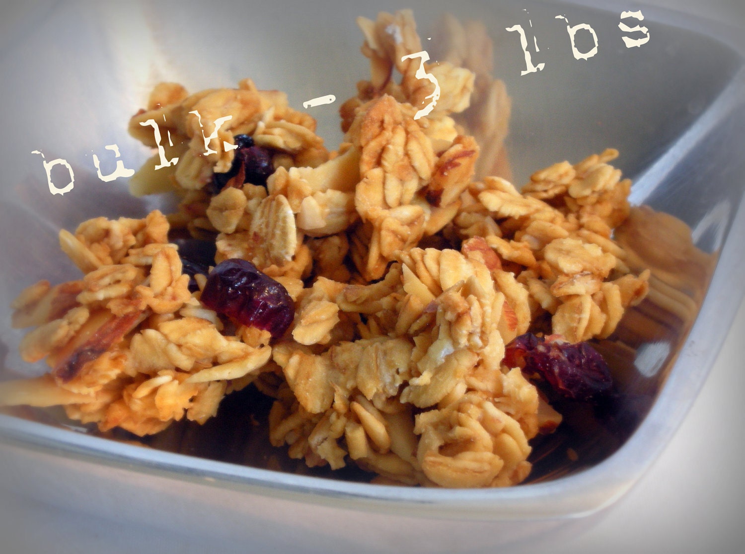 Cranberry Orange Gourmet Granola 3 LBS BULK  or customize your flavor - All natural & vegan - almonds, cranberries, orange, oats