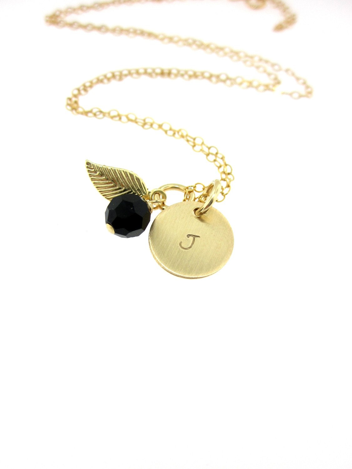 14K Gold Filled Disc Inital Necklace