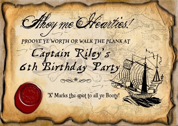 Pirate Party Sign Boys Birthday - DIY PRINTABLE FILE by Sassaby Il_570xn
