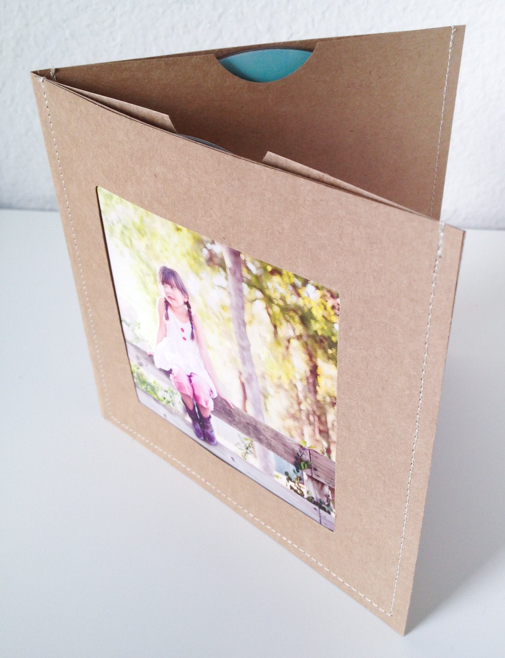 DVD Cases / Sleeves - Set of 8 Double DVD Stitched Sleeves with 2 dvd slots and a Photo Opening on front