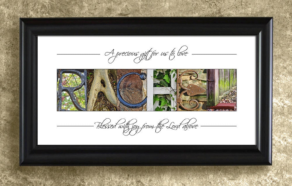Personalized Alphabet Photography, FRAMED Color Name Print -  Christening gift, Baptism Gift, Nursery Decor, Gift from Grandparent