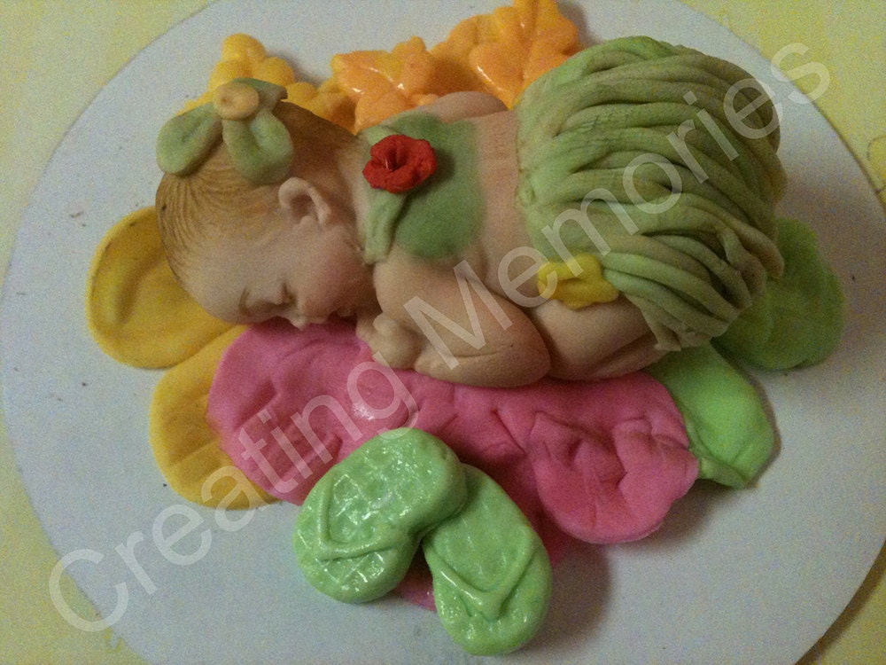 Hawaiian Baby fondant cake or cupcake topper