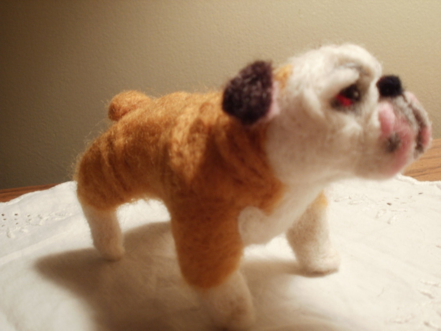 Artist Needle Felted Bulldog Sculpture Dog - Sweetie