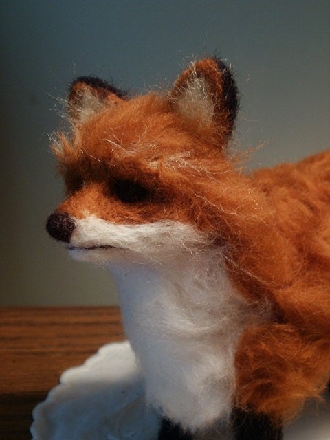 Artist Needle Felted Red Fox Sculpture - Sly