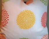 Decorative Pillow Zinnia Yellow Green Orange Contemporary 18 X 18
