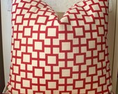 Decorative Pillow Red/White Blue/White Geometric Designer fabric 16X16 18X18 14X24 Lumbar