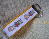 Keyfob wristlet / key chain / tea time / tea cups