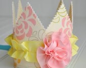 Girls Ruffled Rosette Fabric Crown, Dress up, Birthday Hat, Photo Prop Il_170x135