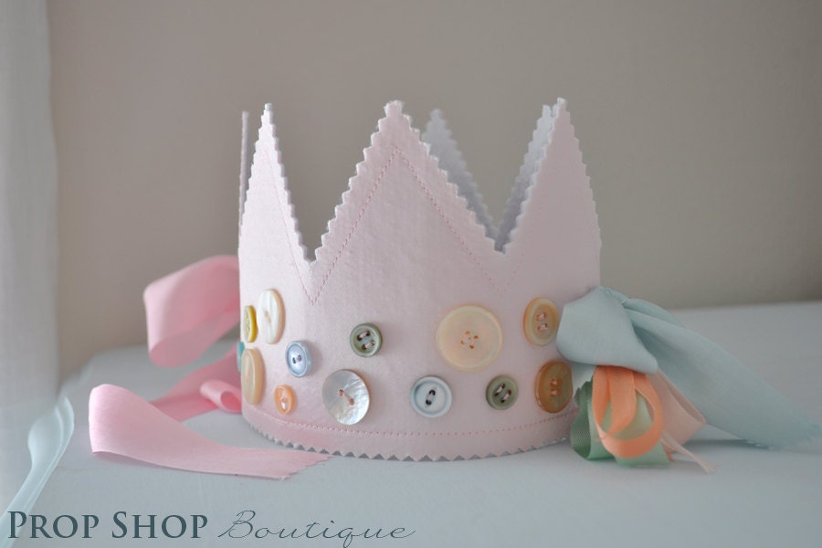 Girl's Vintage Cute as a Button Birthday Crown, Special Occasion, Dress up Il_570xn