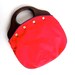 vtg reversible multi-purse/ clutch, handbag, hinged wood handle, checkered, eyelet, red
