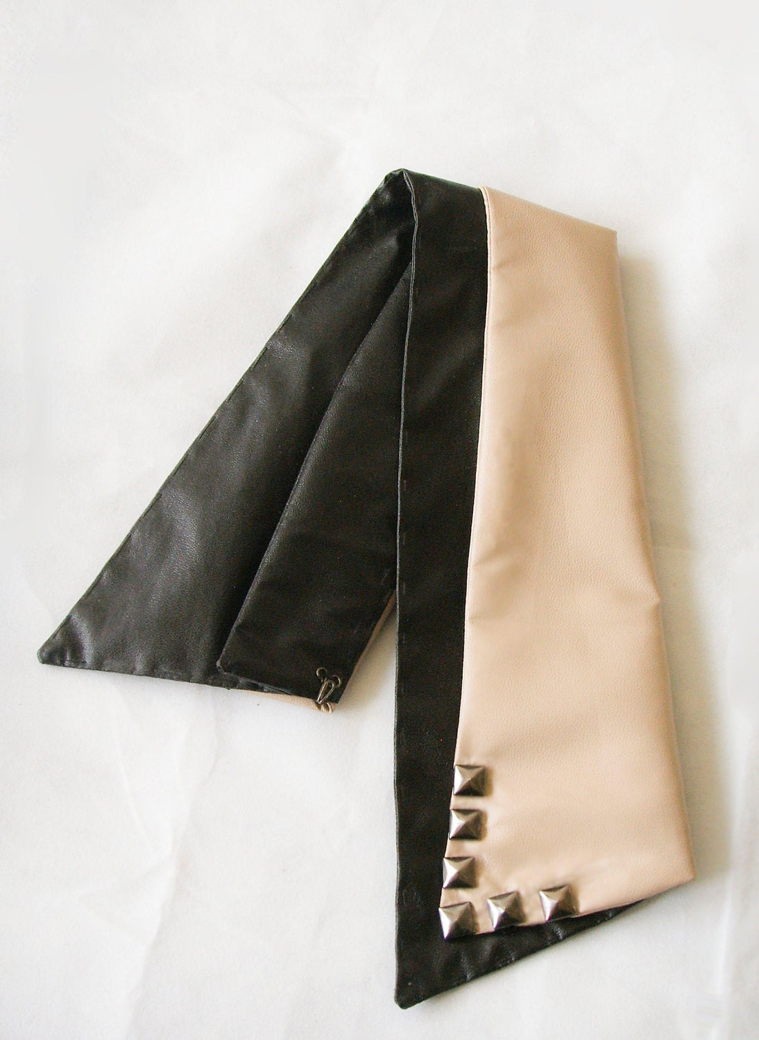 Double layer faux leather stud collar necklace