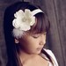 Baby Headband..Baby Flower Headbands..Baby Girl Headband..White Flower Headband with Feathers and Rhinestones..Great for Baptism/Christening