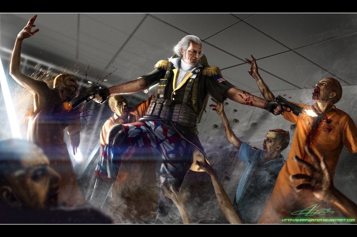 Epic Size George Washington Zombie Hunter 24x 36"