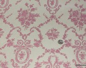 1970's Pink Victorian Floral Flocked Vintage Wallpaper