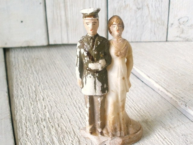Wedding cake topper vintage bride soldier