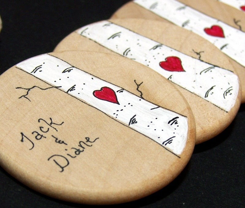 Personalized Wedding Guest Favors -10 pieces -Love Birch Magnets -Rustic Wedding Favors -Natural Wood