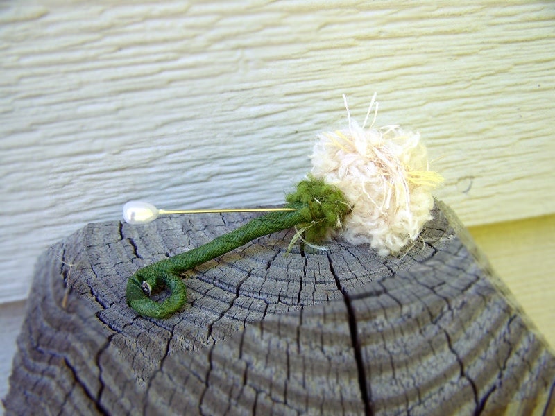 1 Dandelion Boutonniere -Rustic Wedding Decor -Shabby Chic Decor -Woodland Wedding Decor