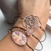 Beauty and The Rose-Bronze Bangle Set with Mucha Cabochon, Rose, and Opal Bead, BOHO, Set of Three SALE