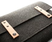 MacBook Air Sleeve / Case with pocket 11 Inch - Anthracite Wool Felt (Anthtan)