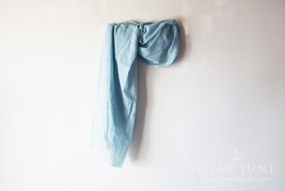 AQUA - hand dyed cotton scarf. Oversized, lightweight wrap, shawl. Fashion, women accessories. Valentine's gift.