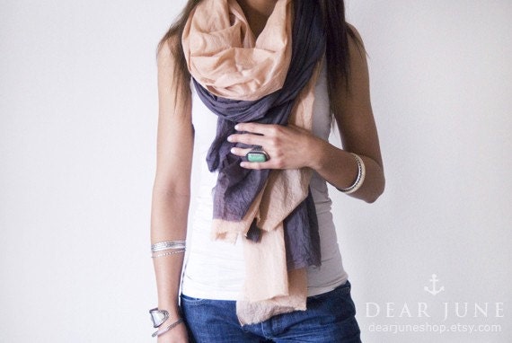 SAND & STORM SET - 2 cotton scarves. Hand dyed. Oversized, lightweight wrap, shawl. Fashion, women accessories. Valentine's gift.
